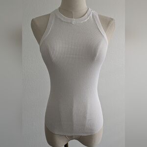 Zara White Ribbed Sleeveless Top